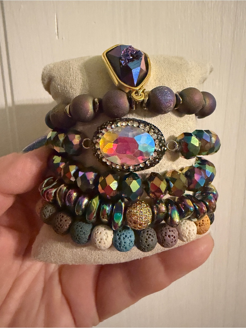Natural stone stacking bracelet